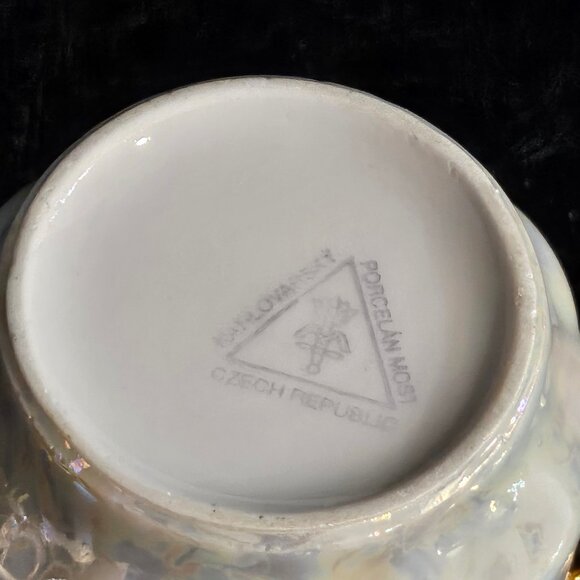Elegant Pearlescent Porcelain Mug From Czech Republic Mug With Gold Rim Hand Pai - Picture 4 of 9
